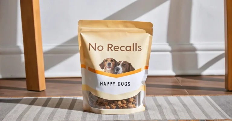 What is the healthiest dog food with no recalls? A happy dog enjoys its meal.